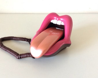 Pink Lips Phone, Loud Mouth Telephone, Retro Style Land Line Phone, Rolling Stones Logo Phone, Novelty Telephone.