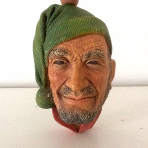 England BOSSONS handbemalter Kopf Chalkware 1960, Wandbehang.