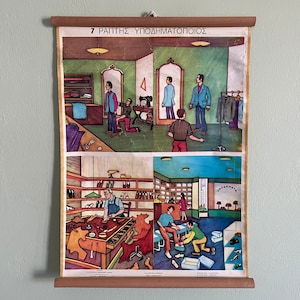 Schulwandkarte, Lehrkarte, Lehrkarte, Lehrkarte, Mid Century Wandbehang.