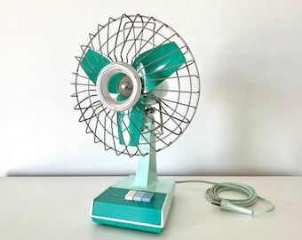 Ventilador oscilante Westinghouse vintage, dos velocidades, verde menta