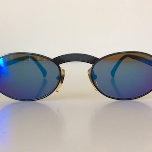 Alain Mikli Sunglasses: Vintage 80s Oval Blue Mirror Lens