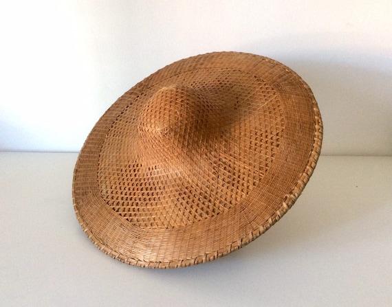 Antique Hand Crafted Chinese Sun Hat, Vintage Asia