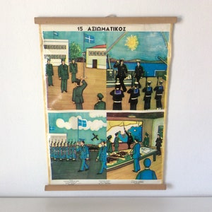 Vintage Schultafel, Rolltafel 50er, 60er, 80er, 80er, 80er, 80er, 80er, 80er, 80er, 80er, 80er Jahre.