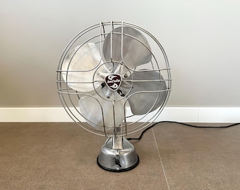 Ventilador eléctrico oscilante Indola vintage: diseño industrial de los años 50