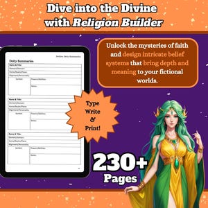Religion Builder - Worldbuilding Workbook - Writing Prompts for Fantasy Worlds, Nanowrimo & DM Toolkit - World Building for Faith/Deities