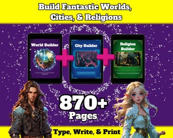 Construtor de Mundos ~ Construtor de Cidades ~ Construtor de Religiões - Pacote de Livros de Exercícios para Criação de Mundos - Ideias para Escrita Criativa em Mundos Fantásticos e Ferramentas para Mestres de Jogo