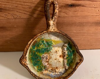 Vintage Cast Iron Miniature Skillet - Waterfall – Pan - Spoon Rest - Primitive Kitchen – Rustic Décor – Wilton Cast Iron – Wrightsville, PA