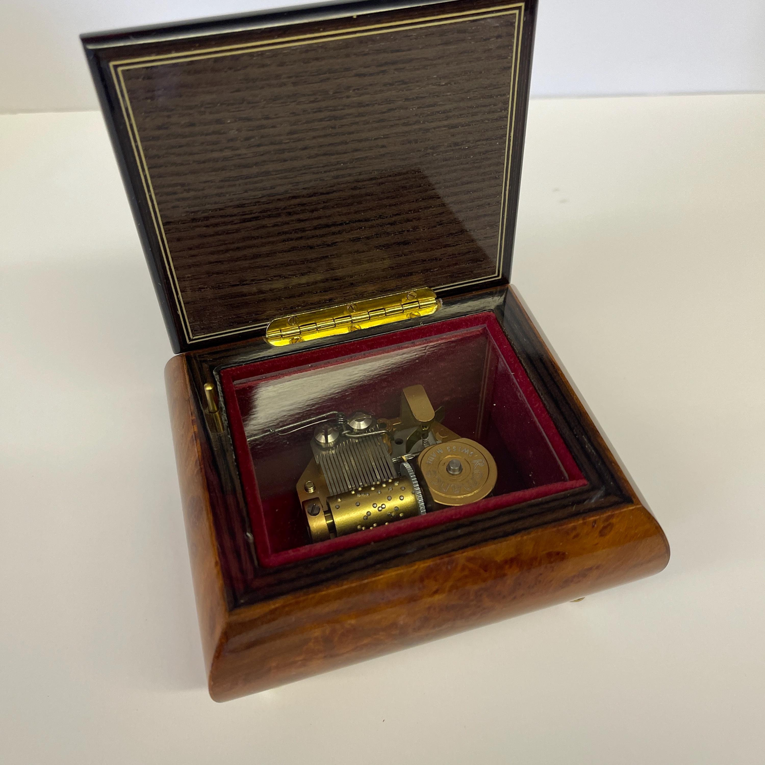 Beautiful Vintage Wooden Reuge Music Box - Plays Edelweiss - Swiss