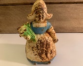 Vintage Cast Iron Dutch Girl Still Bank - Rustic Décor Farmhouse Country Wilton Cast Iron Wrightsville, PA