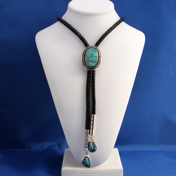 Vintage Bolo Tie, Natural Royston Turquoise Vintag