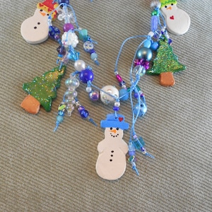 Winter Snowman Necklace, Wearable Art, Folk Art Necklace, Hostess Gift, Teacher Gift(B)