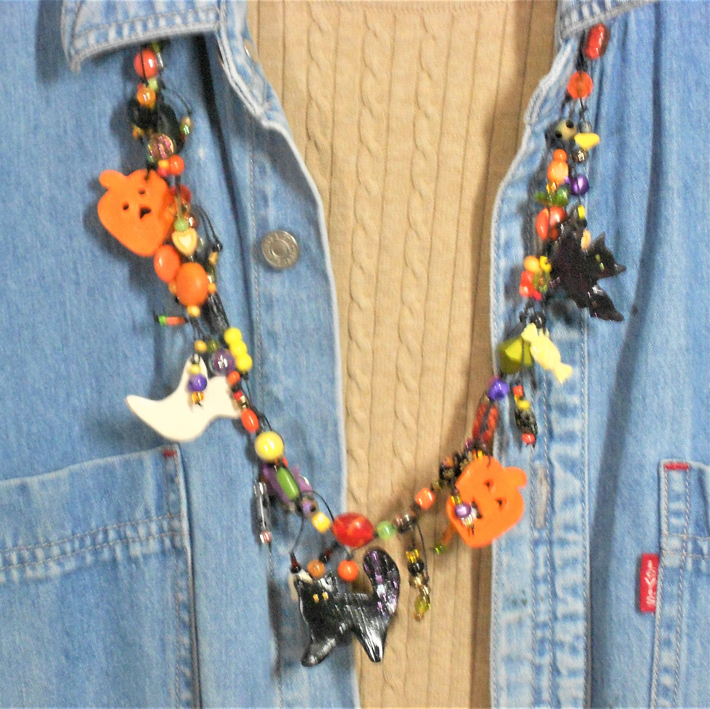 Halloween Charm Necklace Pumpkin Necklace Spooky Necklace Etsy