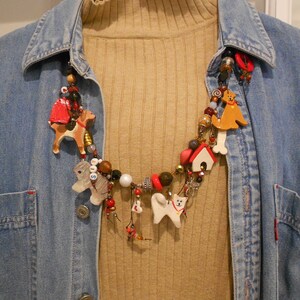 Dog Charm Necklace, Dog Jewelry, Puppy Necklace, Pet Necklace, Wearable Art, OOAK Necklace, Doggie Garland, Mother&#39;s Day gift (D)