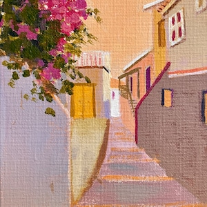 Pintura Original "Casas em Hydra" 13 x 18 cm