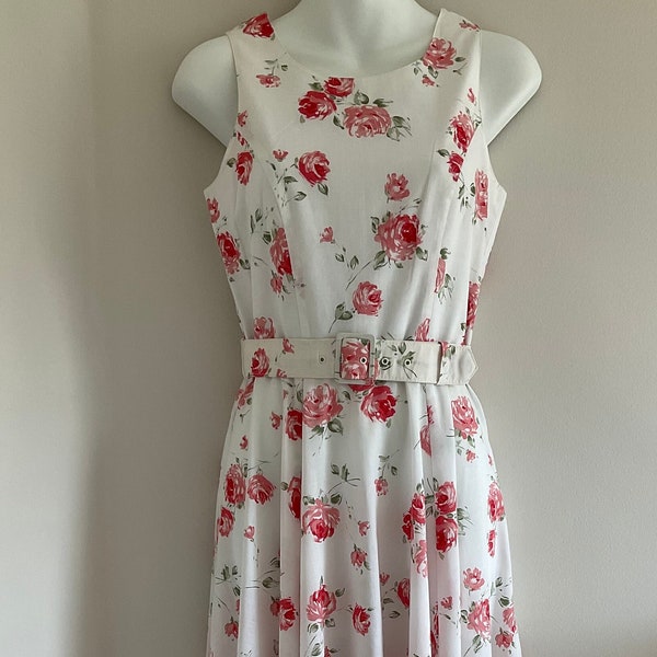 Laura Ashley jurk, Vintage jurk, jaren 90 kleding, bloemenjurk, rozen, fit & flare jurk, jaren 90 jurk, zomer, bruiloft, theekransje, jaren 90,