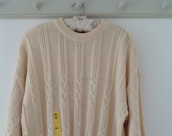 Brand New! 80's jumper,  men's jumper, vintage jumper, women's, unisex, crew neck jumper, Aran jumper,  cable sweater, oversized  jumper