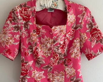 Laura Ashley, vintage jacket, vintage blouse, pink blouse, 80's, vintage Laura Ashley, floral jacket, floral top, vintage top, pink top