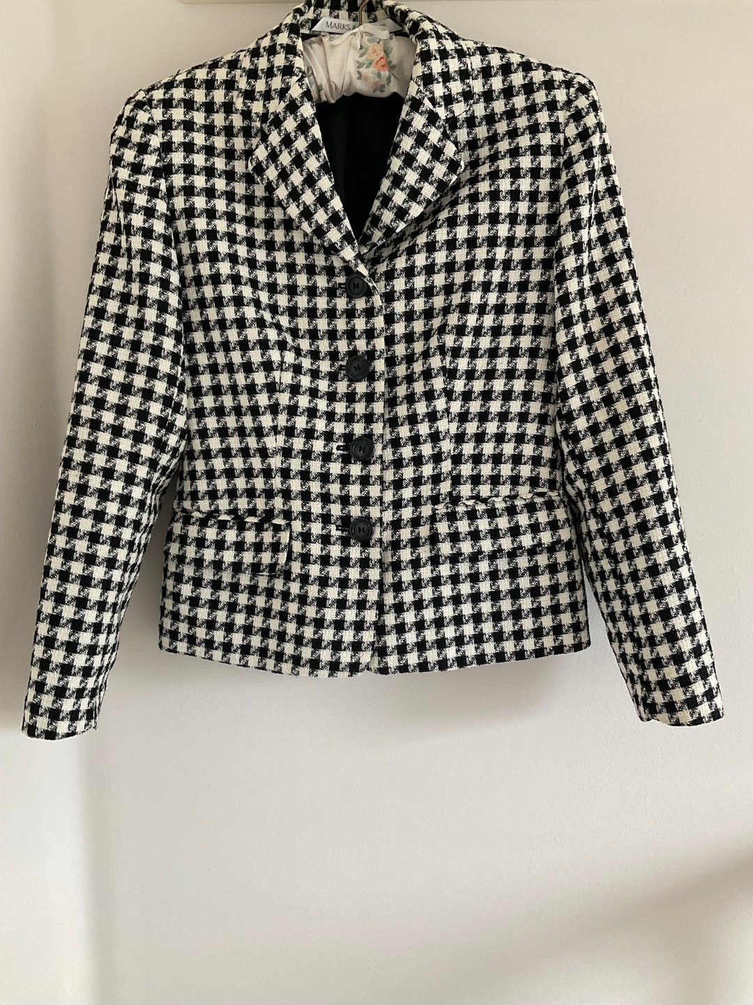 Veste Blazer Vintage écossais Tweed Dog Tooth – Taille 40 REG – Années 1960 – Vert Mousse