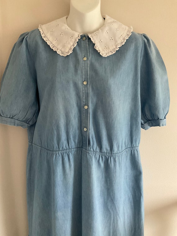 Vintage dress, denim dress, prairie dress, 70's d… - image 2