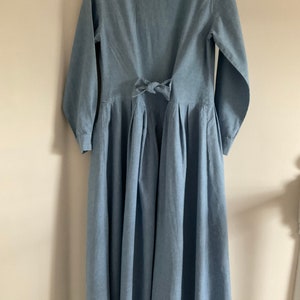 Laura Ashley dress, vintage dress, 80's dress, chambray denim dress, blue dress, smock dress, long dress, cotton dress, shirt dress, 80's image 8