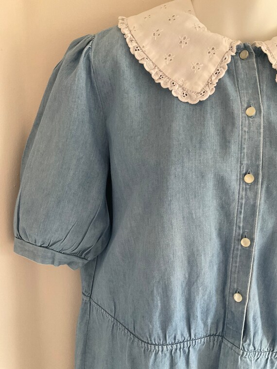 Vintage dress, denim dress, prairie dress, 70's d… - image 4