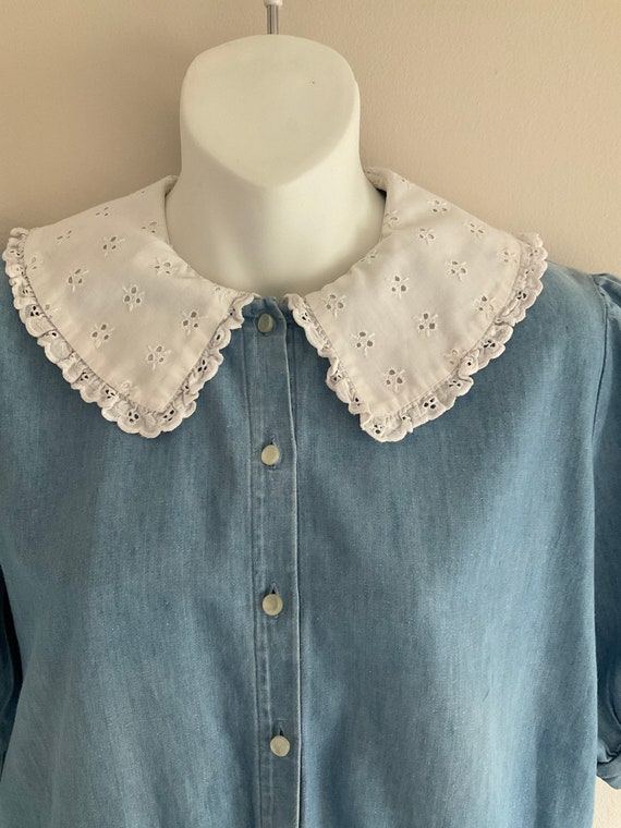 Vintage dress, denim dress, prairie dress, 70's d… - image 3