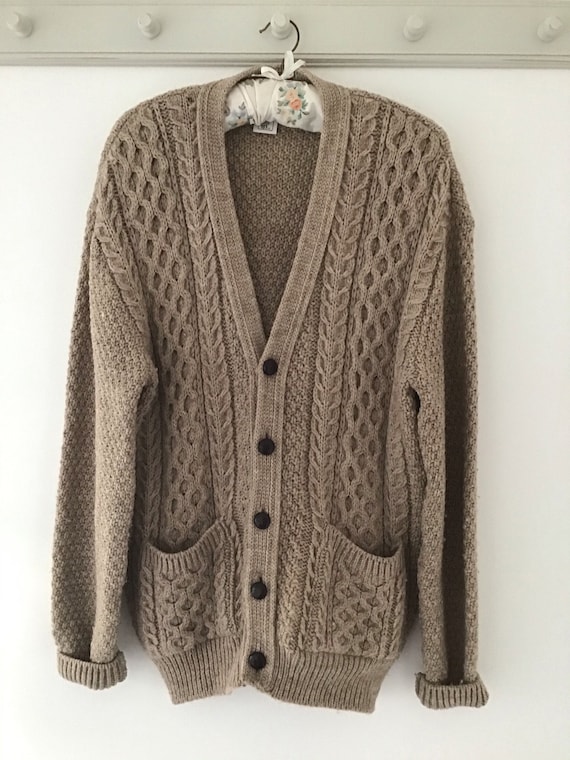 Aran cardigan, cable cardigan, vintage cardigan, 8