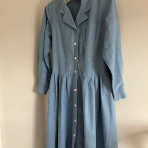 Laura Ashley dress, vintage dress, 80's dress, chambray denim dress, blue dress, smock dress, long dress, cotton dress, shirt dress, 80's image 3