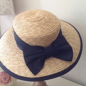 Laura Ashley Hat, Vintage Hat, Straw Boater, Summer Hat  display picture 3