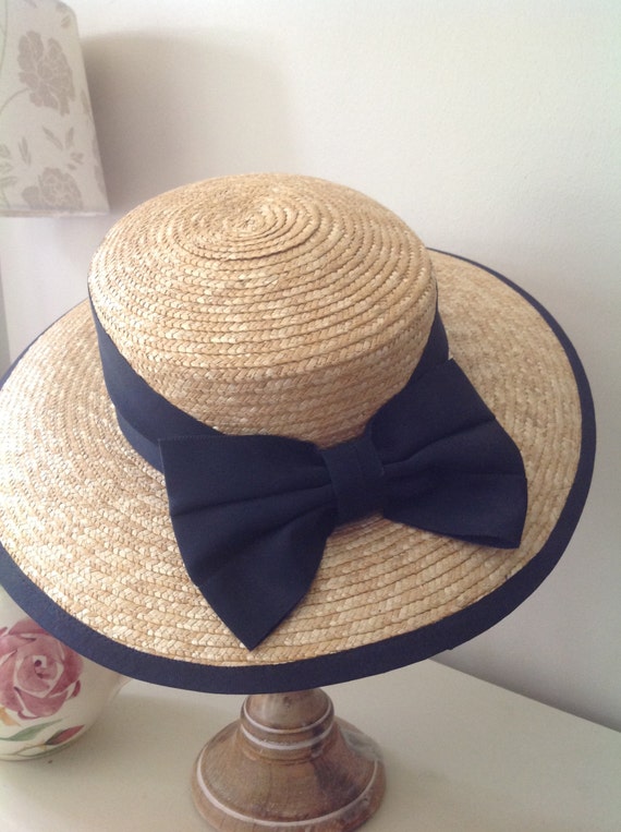 Laura Ashley hat, vintage hat, straw boater, summe