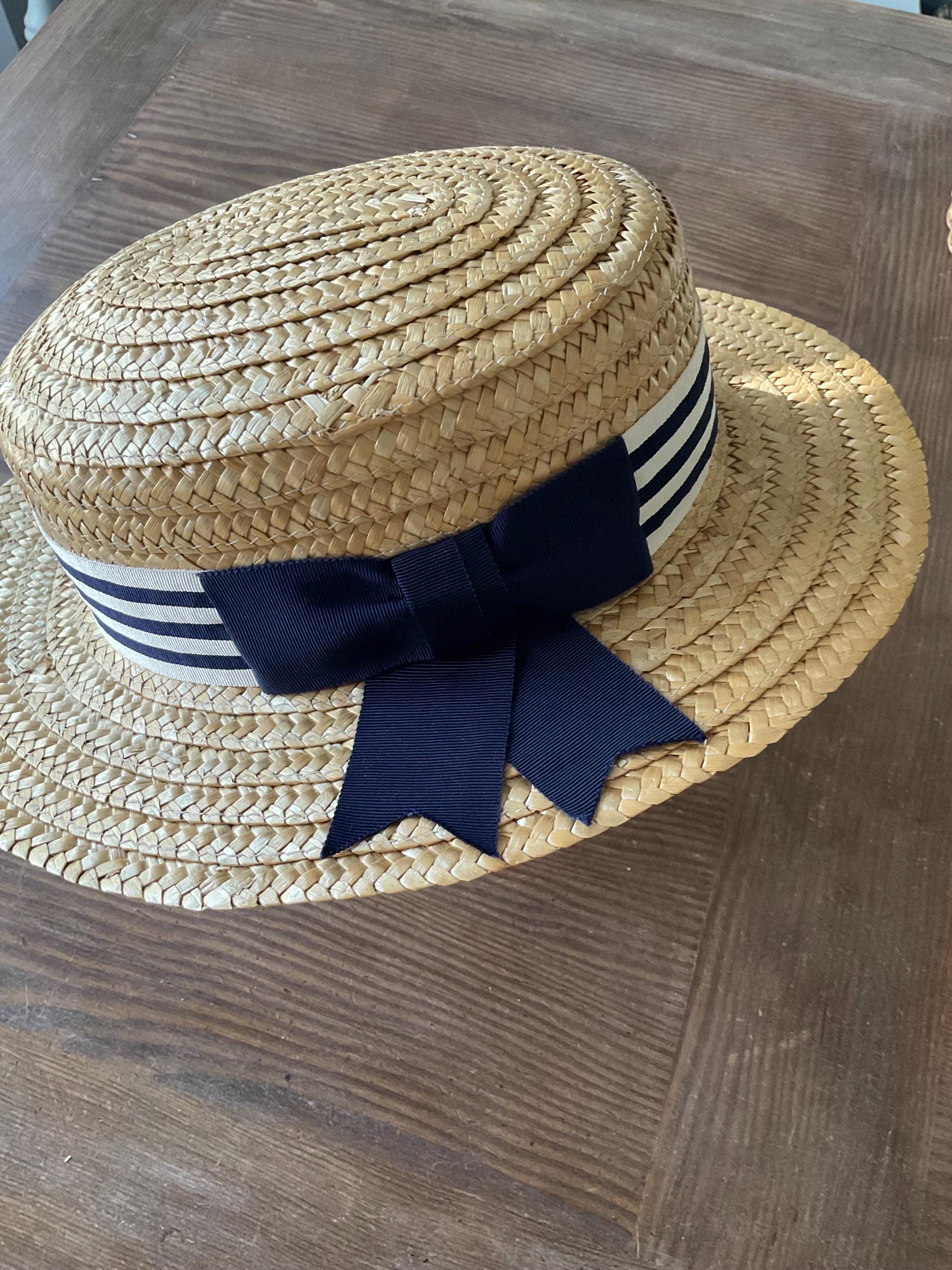 Laura Ashley Vintage Straw Hat With Navy Grosgrain Ribbon Vintage Hats – Page 2 – The Hat Circle by X Terrace main image 2