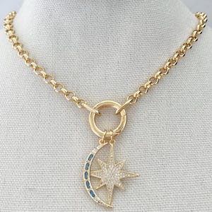Gold Rolo Chain Necklace for Charms Custom Charm Necklace Charm Holder Necklace Gold Belcher Chain Belcher Rolo Charm DIY Charm Necklace