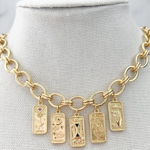 Tarot Card Necklace Good Tarot Charms Tarot Card Jewelry Gold Astrology Necklace Necklace for Witches Witchy Jewlery Astrology Jewelry