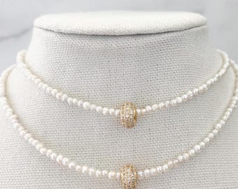 Small Pearl Necklace Pearl Choker Necklace Dainty Chain Necklace Thin Pearl Choker Necklace Pearl Chain Small Pearl Necklace Mini Pearl