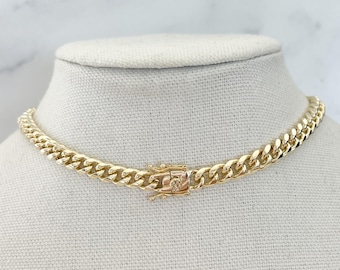 Gold Filled Cuban Chain Choker Silver Tone Cuban Choker Gold Chain Collar Choker Collar Thick Curb Chain Necklace Cuban Link Chain Jewelry