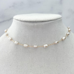 Pearl Necklace 18k Gold Filled Pearl Necklace Dainty Pearl Necklace Dainty Pearl Chain Gold Pearl Necklace Layering Pearl Chain Small Pearl