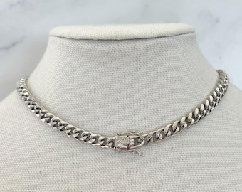 Silver Cuban Chain Chain Necklace For Men Thick Cuban Link Chain Chunky Curb Chain Silver Miami Cuban Link Chain Silver Chain Choker Box