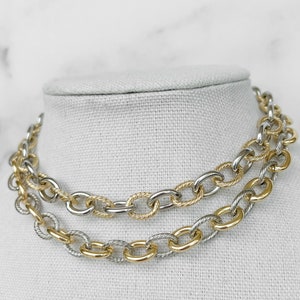 Mixed Metal Chain Necklace Two Toned Chain Necklace Gold and Silver Link Chain Duo Tone Necklace Unique Mixed Metal Necklace