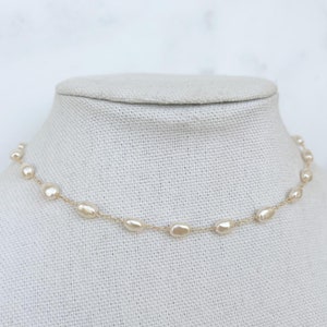 Pearl Necklace 18k Gold Filled Pearl Necklace Dainty Pearl Necklace Dainty Pearl Chain Gold Pearl Necklace Layering Pearl Chain Small Pearl