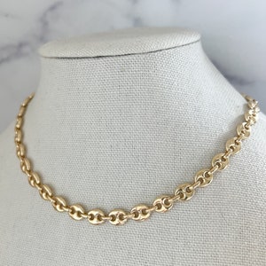 Gold Filled Puffy Link Necklace 18k Gold filled Mariner Necklace Gold Filled Dainty Necklace Gold Link Necklace Gold Soda Tab Necklace