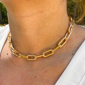 18K Gold Filled Extra Chunky Gold Link Necklace Gold Layered Necklace Gold Link Chain Choker Large Paperclip Chain Gold Thick Chain
