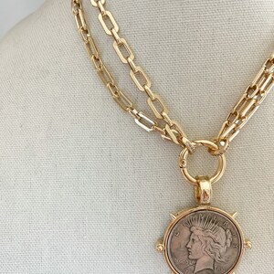 Gold Coin Medallion Necklace Large Gold Coin Chunky Necklace Vintage ...