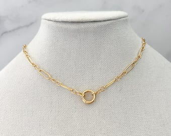 Paperclip Chain Necklace Gold Paperclip Chain Charm Holder