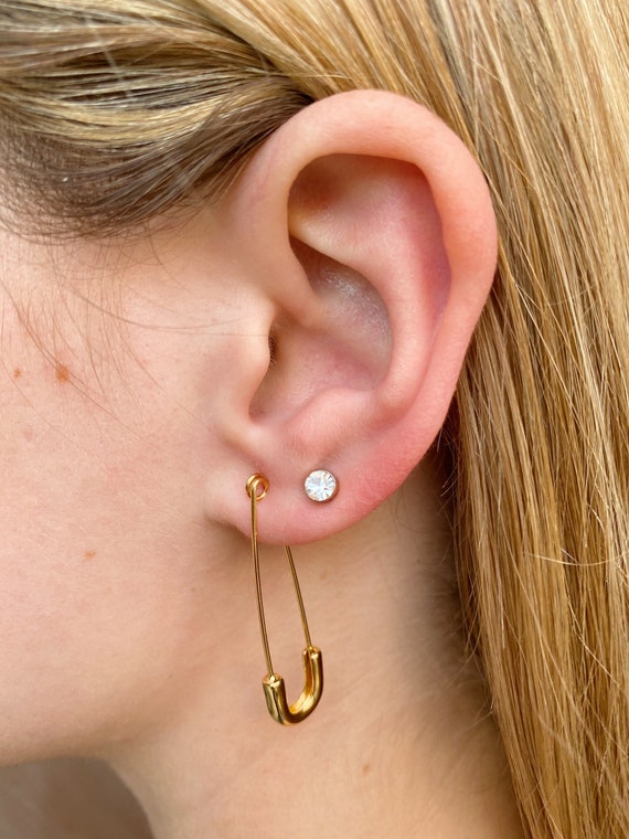 Gold Filled Heart Safety Pin Earrings Heart Padlock Earrings Lock Earrings  | Safety pin earrings, Heart padlocks, Shop earrings