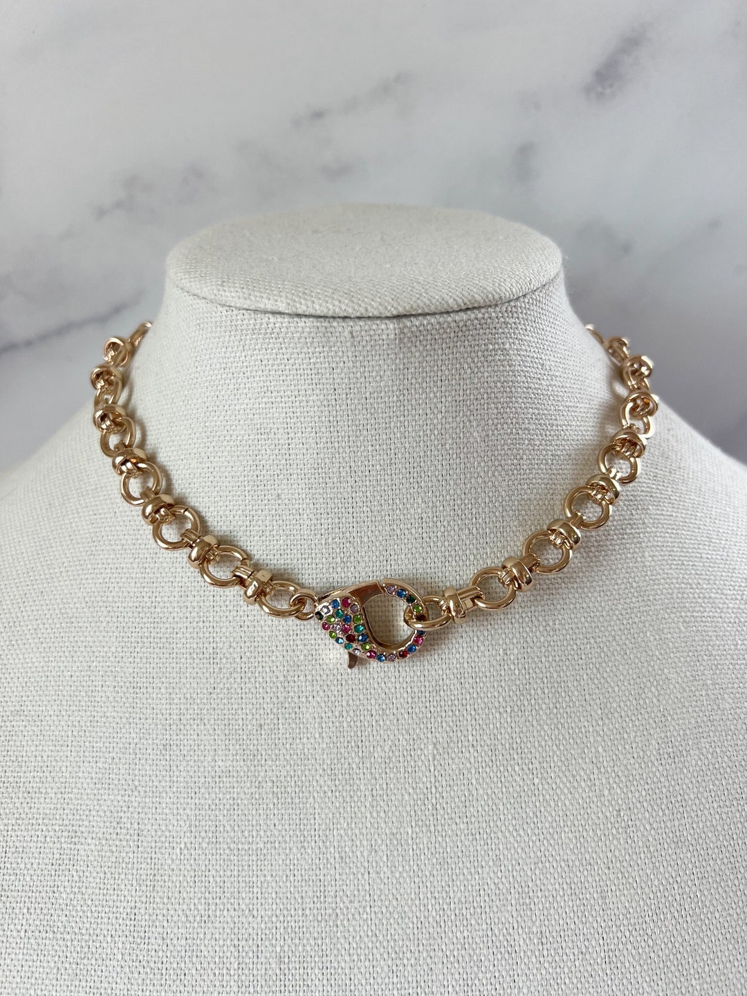 Large Lobster Claw Necklace Chunky Gold Necklace XL Claw Necklace Gold ...