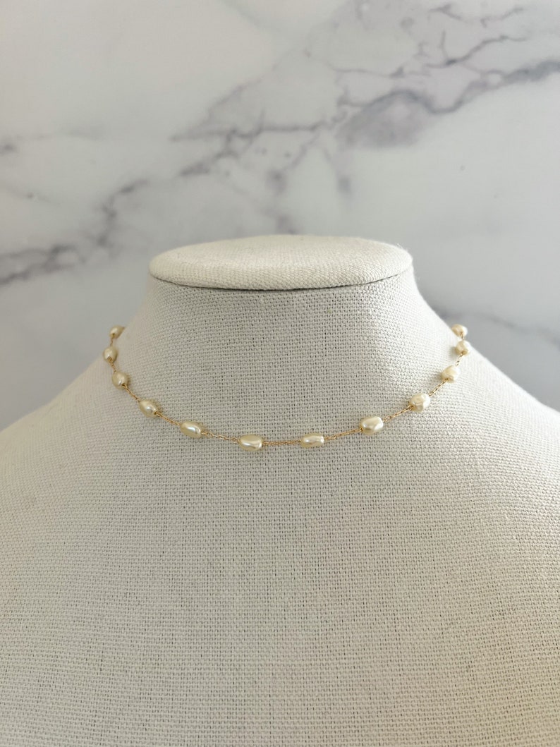 Perlenkette 18k Gold Filled Perlenkette Zierliche Perlenkette Zierliche Perlenkette Gold Perlenkette Layering Perlenkette Kleine Perle Bild 5