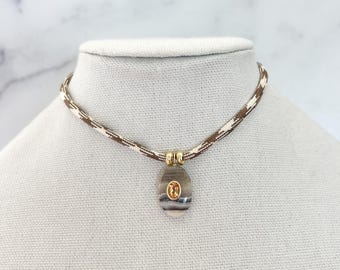 Gemstone Cord Necklace Zebra Jasper Paracord Necklace Pendant Necklace with natural Gemstone Citrine Pendant Cord Choker Necklace