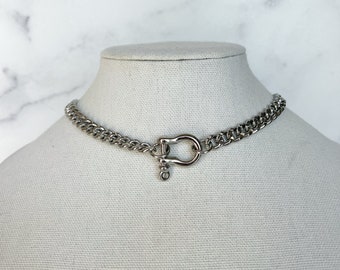 Thick Silver Chain Necklace Silver Punk Rock Chain Necklace Silver Cuban Chain Necklace Silver Rock Necklace Thick Chunky Chain Necklace