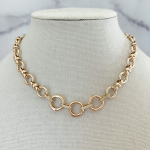 Gold Chunky Necklace Large Gold Necklace Mixed Paperclip Link Chain Necklace Gold Paperclip Gold Necklace Necklace for Charms