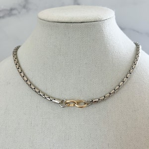 Two Tone Chunky Chain Necklace Silver And Gold Necklace Mixed Metals Necklace Gold Carabiner Chain Necklace Silver Curb Chain Necklace